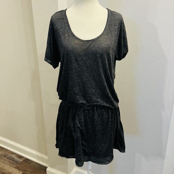 Athleta Sundress Jersey Knit Womens Petite M Gray Scoop Smocked Waist (A0126) - Picture 1 of 4